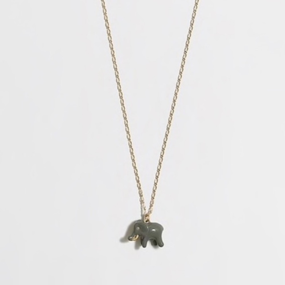 J Crew Grey Enamel Elephant Necklace